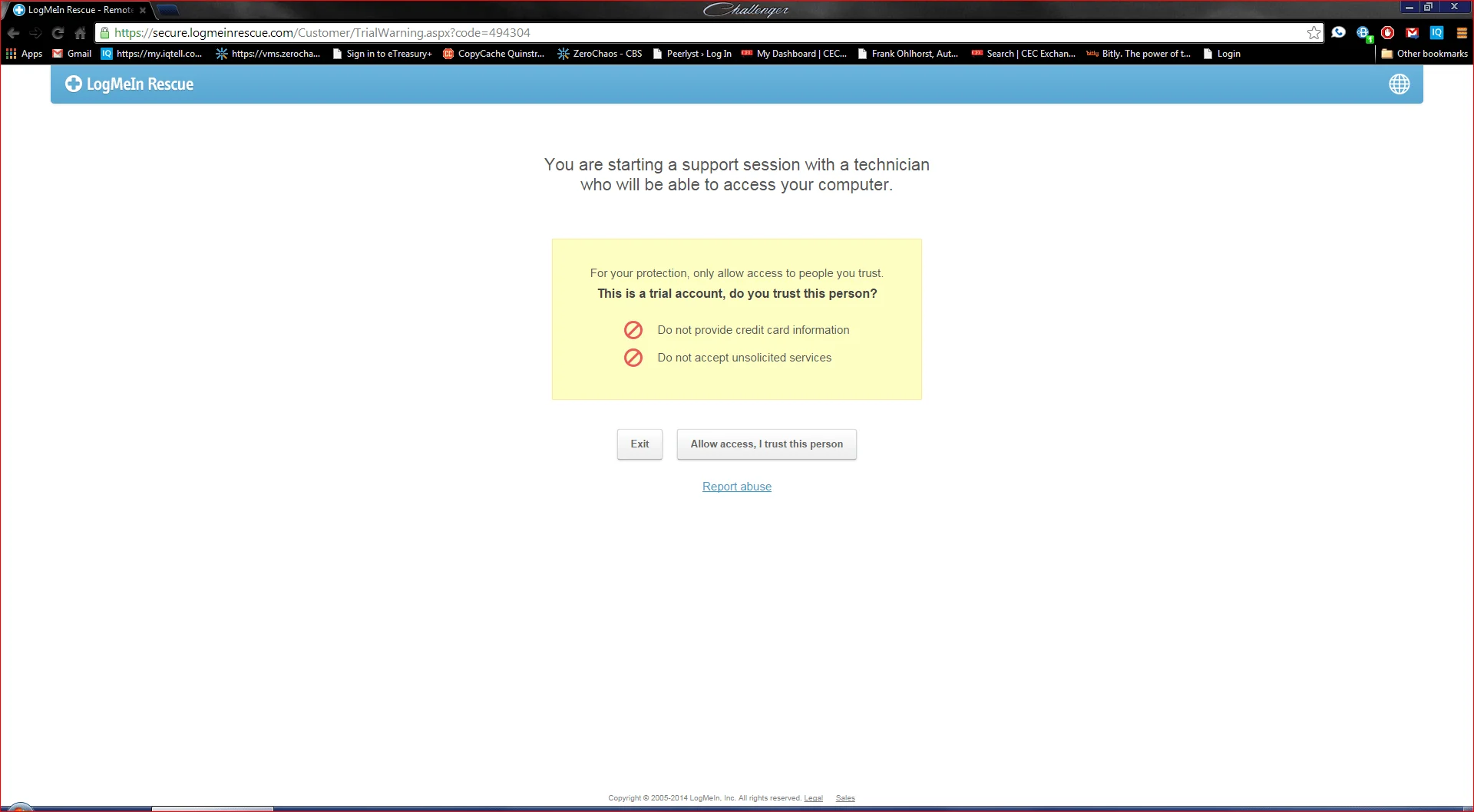 LogMeIn Rescue end user authorization for remote access